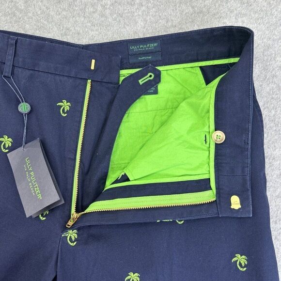 NWT Mens Lilly Pulitzer Palm Beach Size 36 x 32 Phipps Pants Navy Blue Palm Tree - Picture 10 of 14
